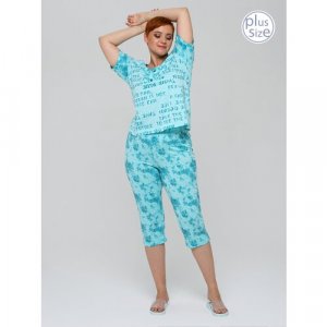 Пижама , размер 66, голубой, бирюзовый Алтекс. Цвет: голубой/бирюзовый