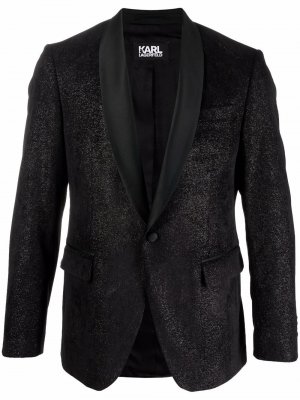 Пиджак с блестками и лацканами-шалькой Karl Lagerfeld. Цвет: черный