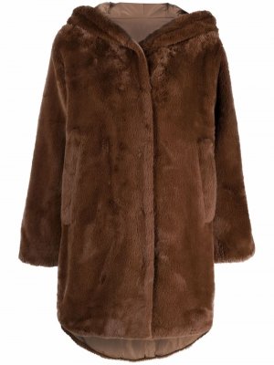 Двустороннее пальто с искусственным мехом Seventy. Цвет: коричневый