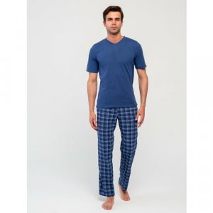 Пижама, размер 46, синий IHOMELUX. Цвет: синий/индиго