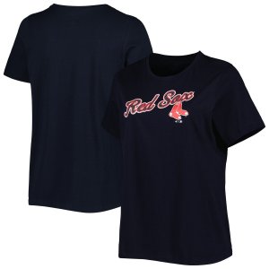 Женская темно-синяя футболка Boston Red Sox Team большого размера с овальным вырезом Unbranded