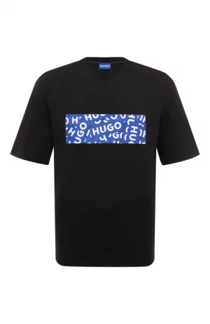 Хлопковая футболка HUGO. Цвет: чёрный