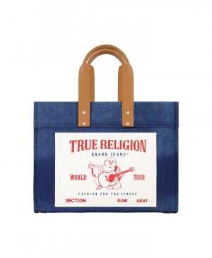 Большая сумка-тоут из потертого денима , синий True Religion