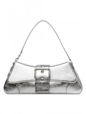 Большая сумка через плечо Lindsay с зеркальным эффектом и складками , серебряный Balenciaga