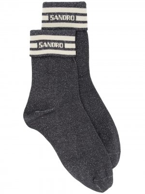 Носки с логотипом и контрастными полосками Sandro Paris. Цвет: серый