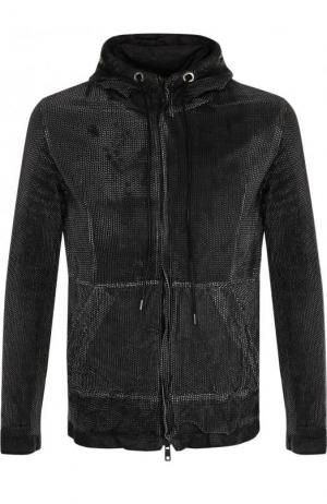 Кожаная куртка на молнии с капюшоном Giorgio Brato. Цвет: черно-белый