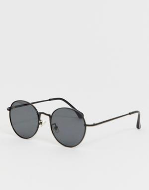 Круглые солнцезащитные очки в черной оправе -Черный Jeepers Peepers