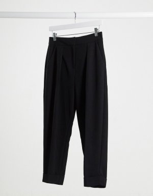 Черные строгие брюки с отворотами Closet-Черный Closet London