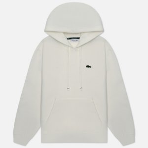 Женская толстовка Relaxed Fit Double Face Pique Hoodie Lacoste. Цвет: белый