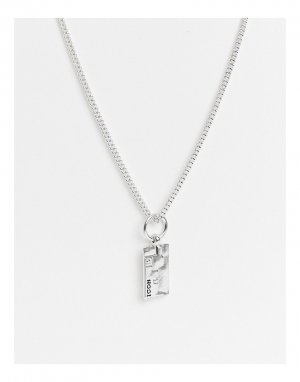 Серебристое ожерелье с прямоугольной подвеской -Серебристый Icon Brand