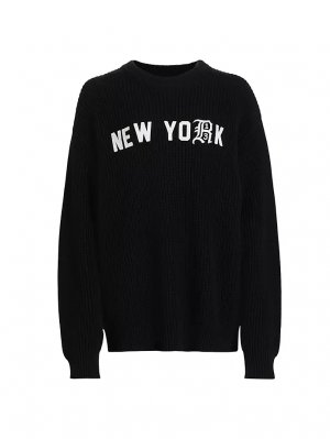 Хлопковый свитер-бойфренд «Нью-Йорк» , черный R13
