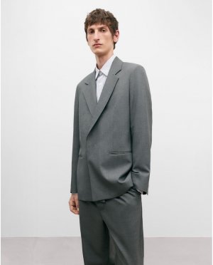 Однотонный мужской пиджак на одной пуговице серого меланжевого цвета , серый Adolfo Dominguez