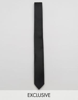 Узкий черный галстук в полоску Reclaimed Vintage. Цвет: черный