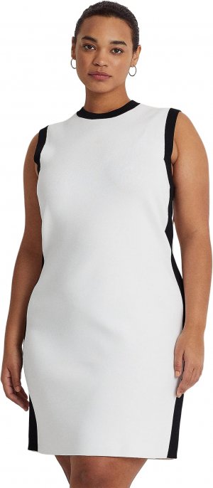 Двухцветное платье-свитер без рукавов больших размеров LAUREN Ralph Lauren, цвет White/Black