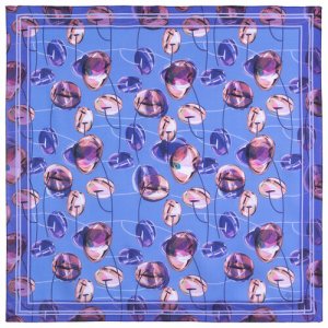 Платок ,80х80 см, бордовый, коралловый Павловопосадская платочная мануфактура. Цвет: фиолетовый/синий/голубой