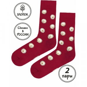 Носки унисекс , 2 пары, высокие, на 23 февраля, износостойкие, Новый год, воздухопроницаемые, компрессионный эффект, фантазийные, быстросохнущие, размер 36-41, серебряный, бордовый Kingkit. Цвет: бордовый/серебристый