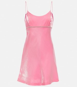 Атласное мини-платье с веером LOVESHACKFANCY, розовый LoveShackFancy