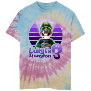 Luigi's Mansion 3 для мальчиков 8–20 лет, фиолетовая футболка с портретом тай-дай Nintendo