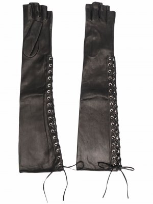 Длинные перчатки со шнуровкой Manokhi. Цвет: черный