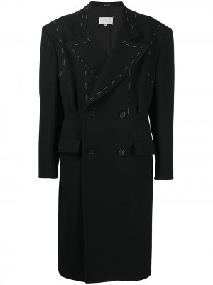 Пальто оверсайз с декоративной строчкой Maison Margiela. Цвет: черный
