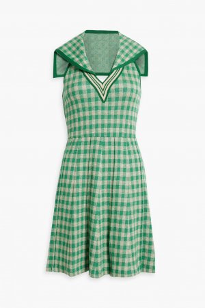 Платье жаккардовой вязки в клетку Gingham , зеленый Anna Sui