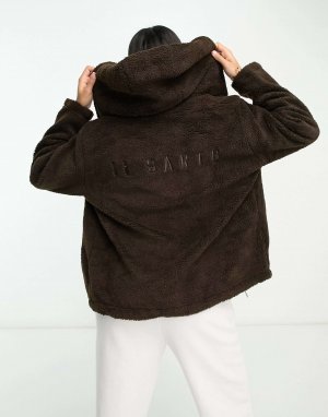 Оверсайз-куртка борг с капюшоном шоколадно-коричневого цвета Il Sarto. Цвет: коричневый