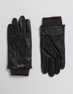 Кожаные перчатки Ted Baker. Цвет: черный
