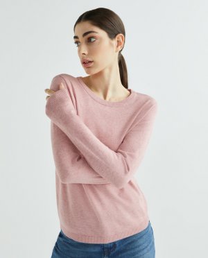 Женский вязаный свитер с круглым вырезом , светло-розовый Object. Цвет: розовый