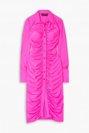 Неоновое платье-рубашка миди из эластичного джерси со сборками , ярко-розовый Richard Quinn