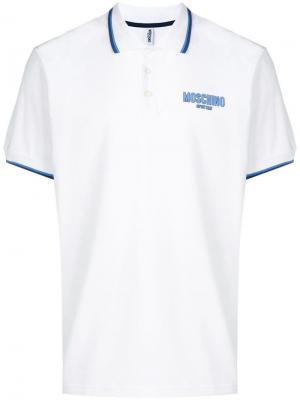 Рубашка-поло с короткими рукавами и логотипом Moschino. Цвет: белый