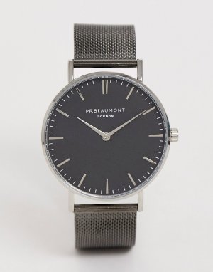Часы с сетчатым браслетом и черным циферблатом -Серый Mr Beaumont