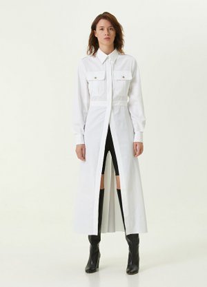 Белое платье-рубашка миди с разрезом Alexander McQueen