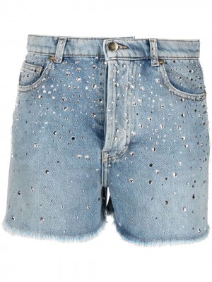Gem-embellished denim shorts Alexandre Vauthier. Цвет: синий