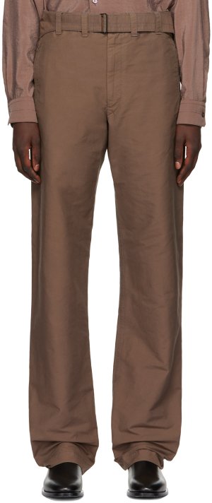 Коричневые брюки чинос с поясом LEMAIRE