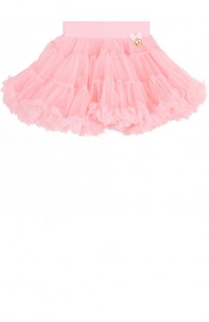 Многослойная мини-юбка свободного кроя с оборкой Angel’s Face. Цвет: розовый