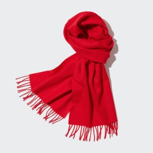 Женский шарф кашемировый, кораллово-красный Uniqlo