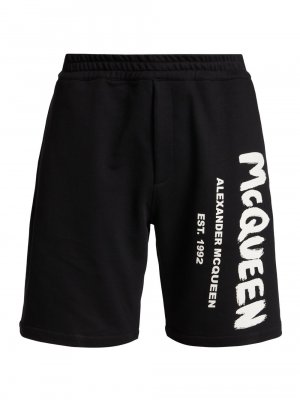 Хлопковые шорты с логотипом граффити, черный Alexander McQueen