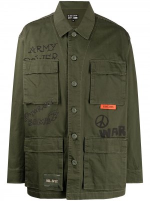 Logo-print shirt jacket izzue. Цвет: зеленый