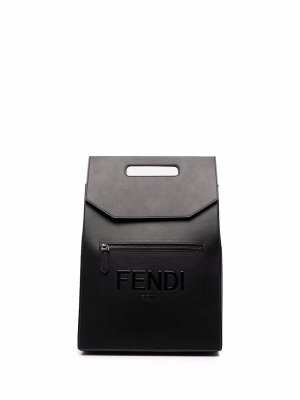 Рюкзак с тисненым логотипом Fendi. Цвет: черный
