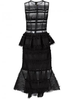 Расклешенное прозрачное платье с баской Natargeorgiou. Цвет: чёрный