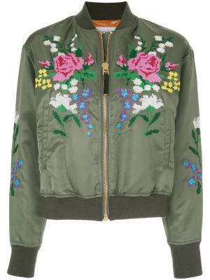 Cross stitch bomber jacket Muveil. Цвет: зелёный