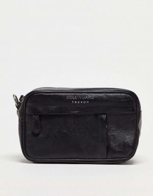 Черная кожаная сумка-кошелек Bolongaro Trevor в стиле минимализма
