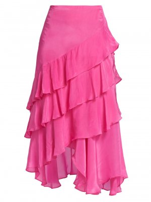 Асимметричная макси-юбка Marocaine с оборками Farm Rio, розовый Rio