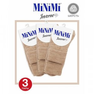 Носки , 3 пары, размер 0 (one size), бежевый MiNiMi. Цвет: бежевый/beige