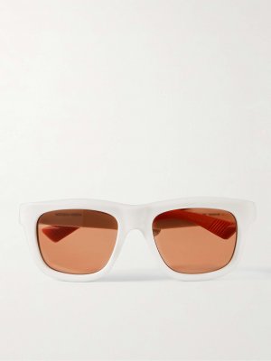 Солнцезащитные очки из ацетата квадратной оправы с резиновой окантовкой BOTTEGA VENETA EYEWEAR, белый Eyewear