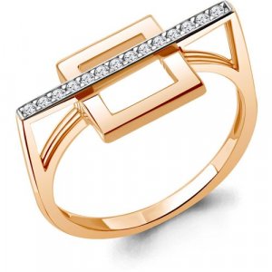 Кольцо Diamant online, золото, 585 проба, фианит, размер 18, золотой AQUAMARINE. Цвет: золотистый