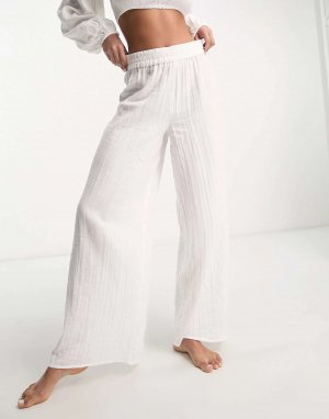 Широкие пляжные брюки белого цвета ASOS