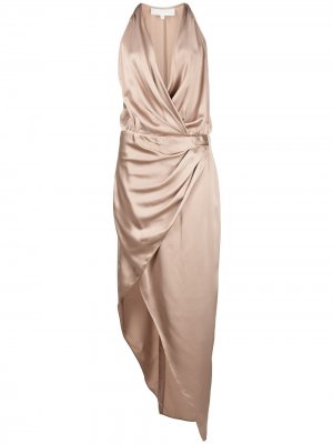 Платье асимметричного кроя с вырезом халтер Michelle Mason. Цвет: коричневый