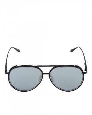 Солнцезащитные очки Linda Farrow. Цвет: тем.серый