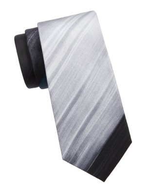 Полосатый шелковый галстук с эффектом омбре , антрацит Brioni